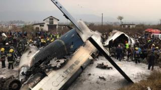 Wreckage of the plane crash in Nepal