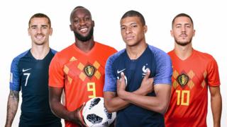 Antoine Griezmann, Romelu Lukaku, Kylian Mbappe àti Eden Hazard
