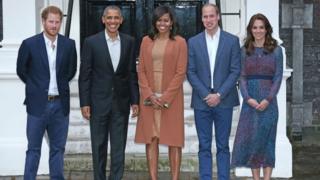 Prince Harry, Barack Obama, Michelle Obama, the Duke of Cambridge, the Duchess of Cambridge
