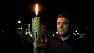 Jason Kessler at the UVA campus torch march