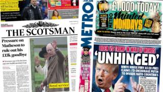 Composite image of front pages