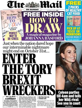 Front page of the Mail on Sunday on 13 October 2019