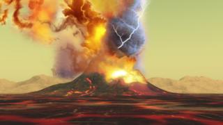Recreación de la tormenta que se produce en lo alto de un volcán.
