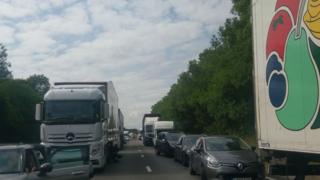Traffic stuck on the A1 in Nottinghamshire