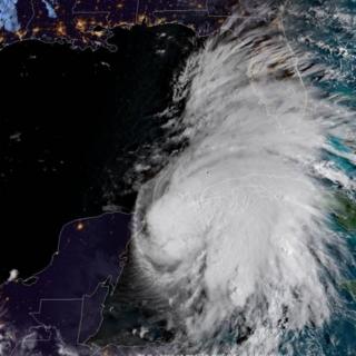 Clouds cover nearly all of Florida in this US government satellite image