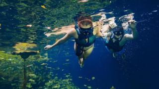 Mergulho em cenote na península de Yucatán