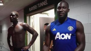 Romelu Lukaku (right) with Paul Pogba, during pre-season training for Manchester United.