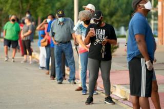 Voters waiting to cast ballots