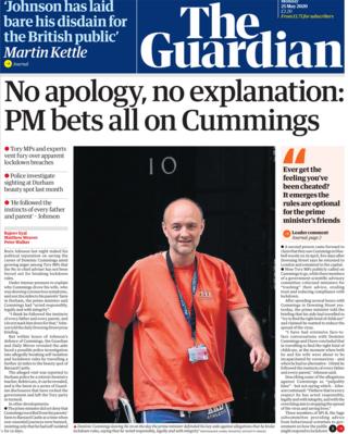 Die Titelseite des Guardian 25. Mai
