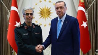 İran Genelkurmay Başkanı Muhammed Bakıri ve Cumhurbaşkanı Recep Tayyip Erdoğan