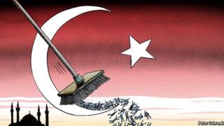 Türk bayrağının yer aldığı bir çizim