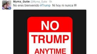 Твиттер использовал твиты Myrna_Gutie: Тебе не рады #Trump, не сегодня и никогда