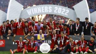 Liverpool with Community Shield trophy