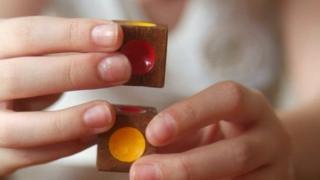 autistic child building blocks