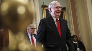 Mitch McConnell left the Senate as proceedings ended in the early hours