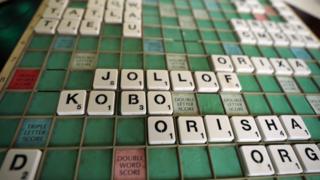 in_pictures A Scrabble board with the words Orixa, Jollof, Kobo and Orisha laid out on it - Abuja, Nigeria - Tuesday 28 January 2020