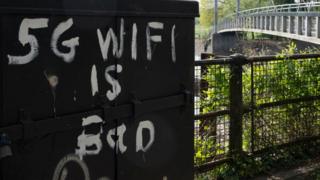 Graffiti in Bute Park that reads '5G wifi is bad
