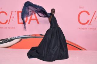 Model Alek Wek arrives at the 2019 CFDA fashion awards in New York City on 3 June.
