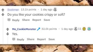 Cookie Monster ask me anything post on Reddit