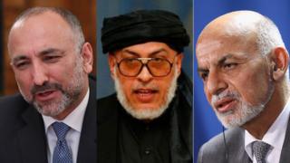 له ښۍ خوا: اشرف غني، شیر محمد عباس ستانکزی او حنیف اتمر