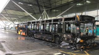 Fire-ravaged Stansted Airport bus