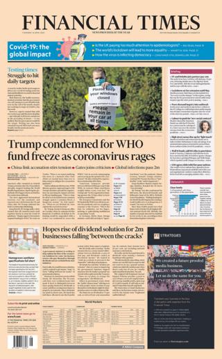 Front page of the Financial Times