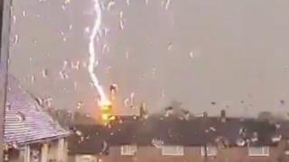Lightning strikes house