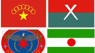 တိုင်းရင်းသား လက်နက်ကိုင် ၄ ဖွဲ့ရဲ့ အလံများ