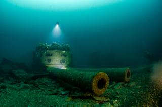 The wreck of The HMS Audacious off the northern coast of County Donegal, Ireland