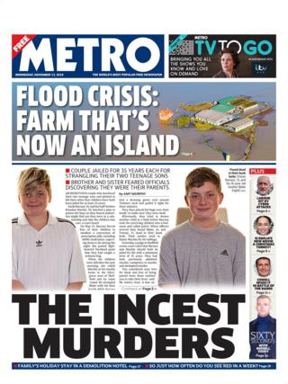 Metro front page