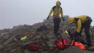 mountain rescue team on mountain