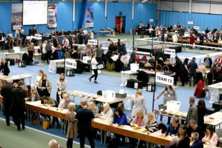Teams of staff started counting votes at Silksworth Community Centre