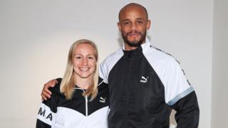 Pauline Bremer (MCFC women’s player) and Vincent Kompany (MCFC men’s captain)