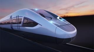 Computer generated image of an HS2 train