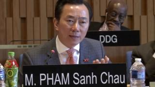 Đại sứ Phạm Sanh Châu tại buổi phỏng vấn ứng tuyển hồi tháng Tư