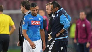 Faouzi Ghoulam s'est blessé après une demi-heure de jeu mercredi face à Manchester City.