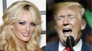 Composite image of Stormy Daniels and Donald Trump