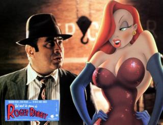 Bob Hoskins and Jessica Rabbit