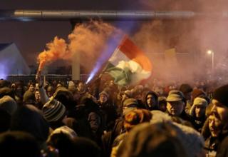 budapeşte'de protestocular