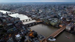 Five of the bridges across the Thames in London