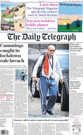 The Daily Telegraph front page 23 May