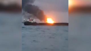 Russian Rescue Amid Deadly Blaze On Two Cargo Ships Off Crimea - BBC News