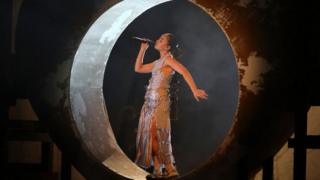 Griff performing at the Brit Awards