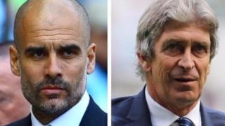 Pep Guardiola (a hagu) da Manuel Peelegrini