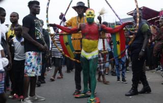 Sylvester Otoo's art work reflects the name of the street art festival Chale Wote
