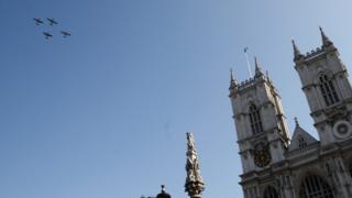 The flypast over Westminster Abbey