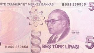 Turkish five lira note, featuring DNA helix