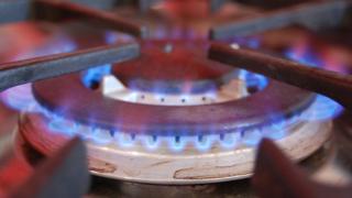 Flames on a gas hob