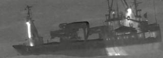 Coastguard helicopter image of MV Fame