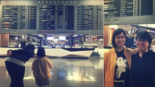 Eileen Lim and Nicole Lee at Changi Airport Terminal 2